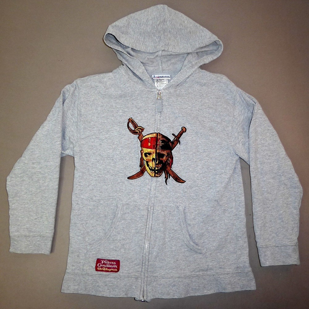 Pirates of the Caribbean, Walt Disney World Kids Hoodie Size M, Full Zipper
